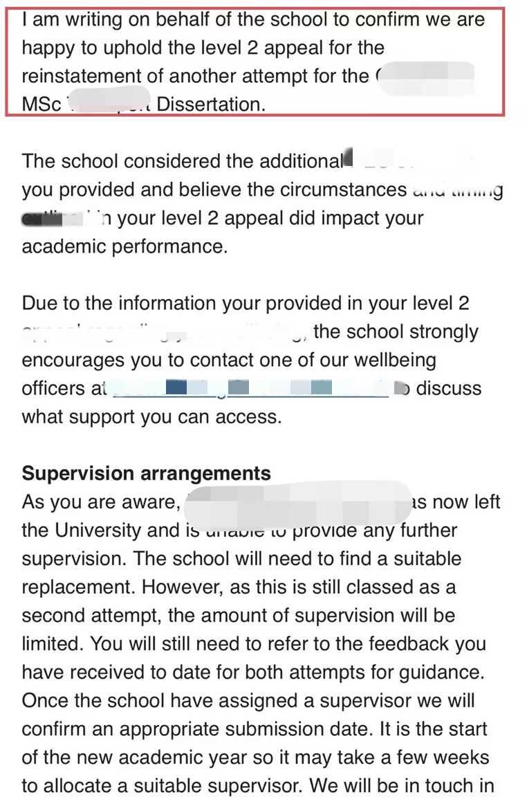纽卡斯尔大学|考核未通过后申请新机会,对应结果或材料图1 / Newcastle University: grade reviews and reassessment, case evidence 1
