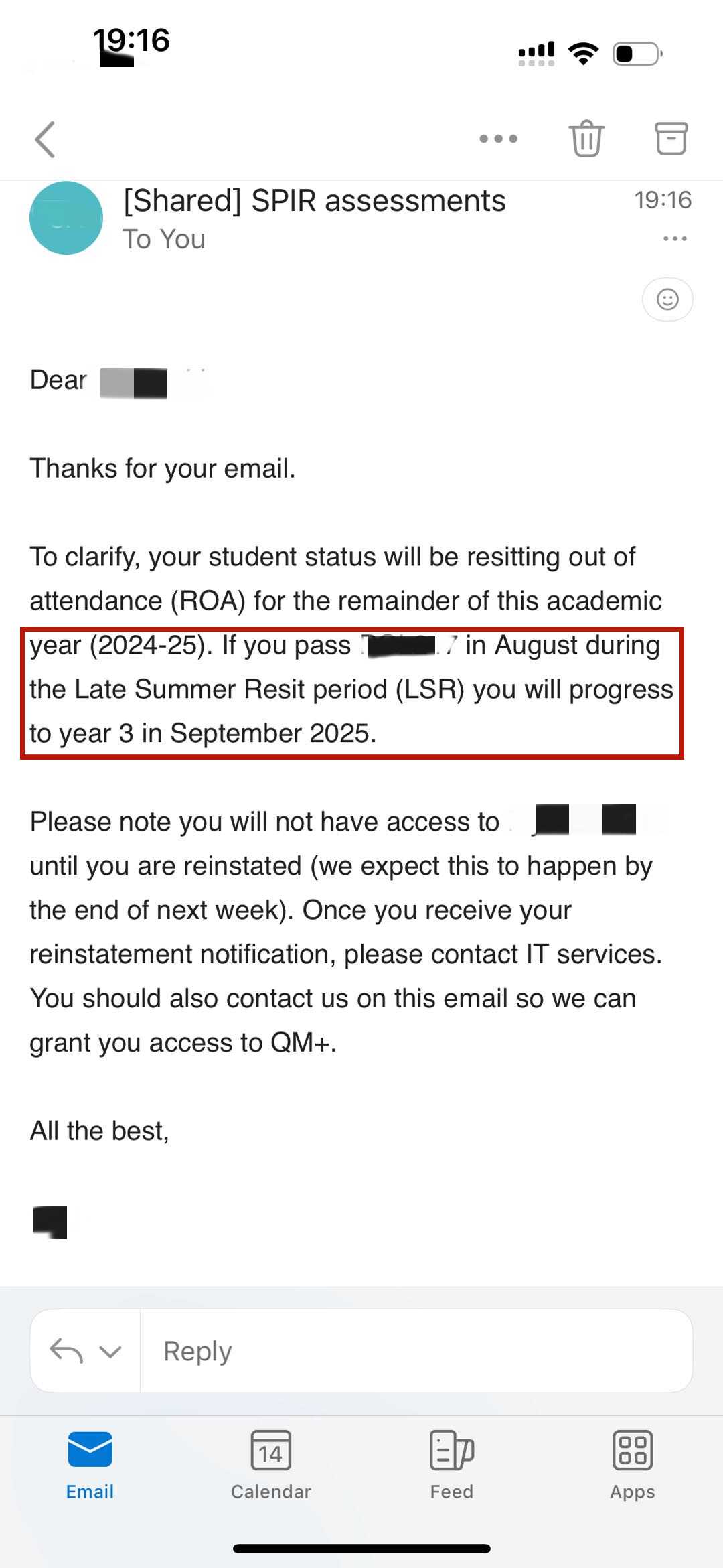 伦敦玛丽女王大学|错过考试后保留校外补考路径,对应结果或材料图1 / Queen Mary University of London: grade reviews and reassessment, case evidence 1