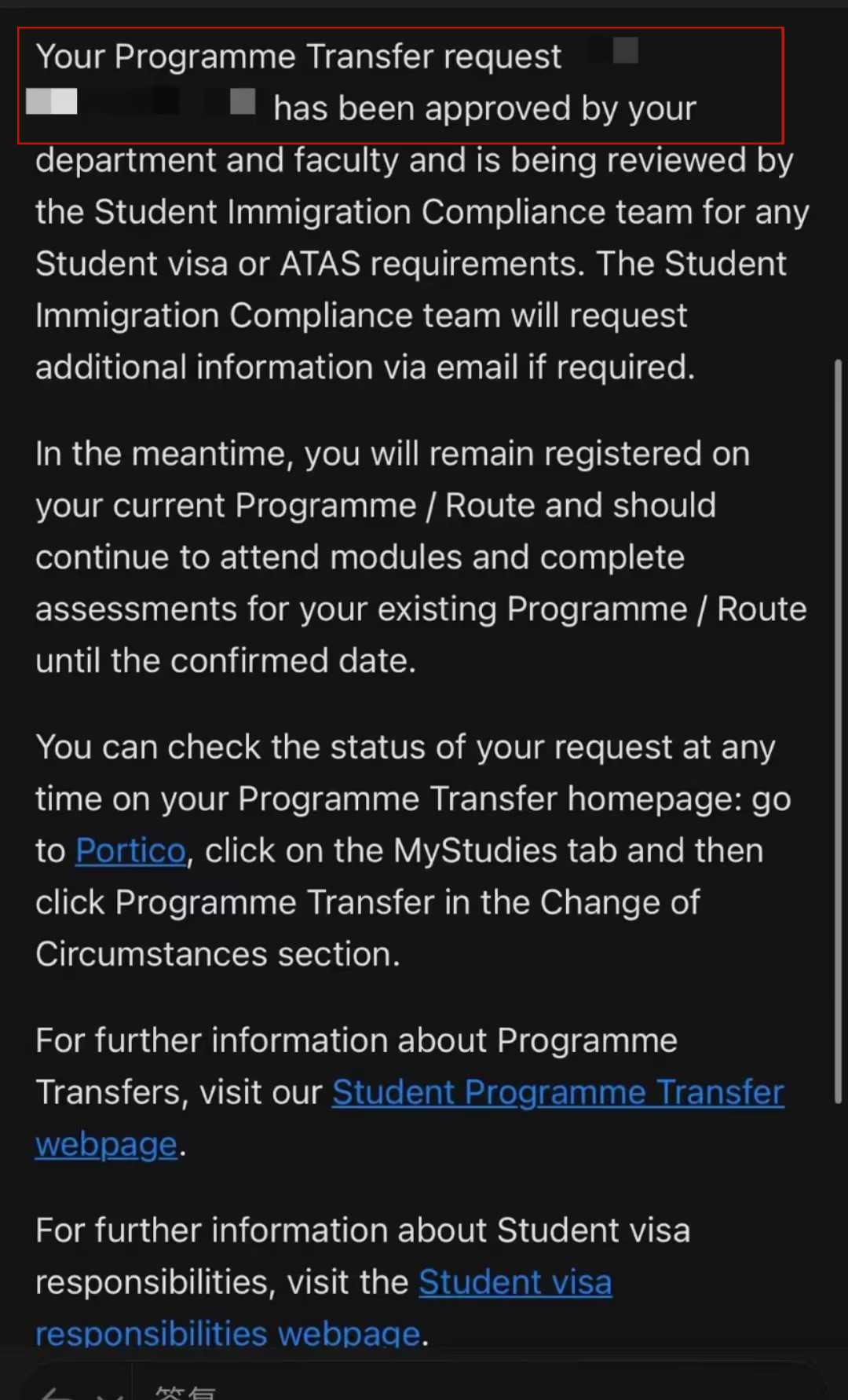 伦敦大学学院|开学前更换专业,对应结果或材料图1,案例EC-R1171 / University College London: programme changes and transfers, case evidence 1, EC-R1171