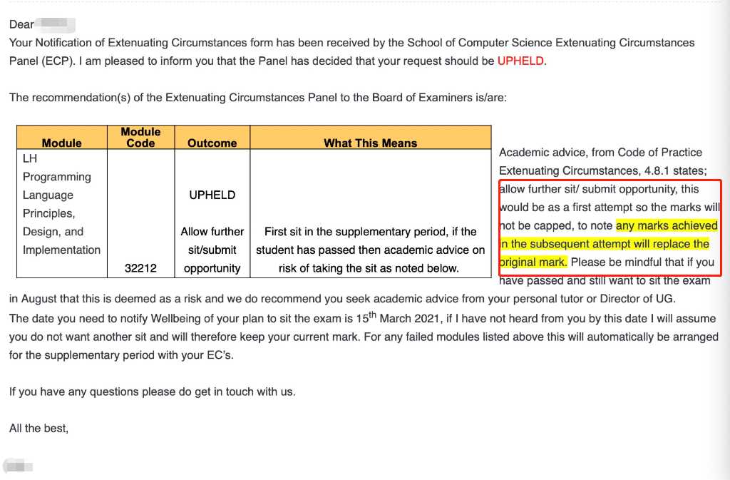 伯明翰大学|编程课程获首次考核机会,对应结果或材料图1 / University of Birmingham: assessment extensions and special circumstances, case evidence 1