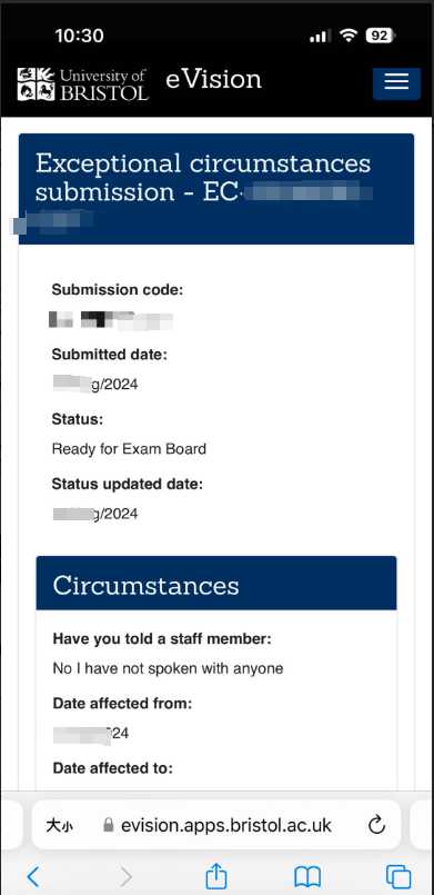 布里斯托大学|考核未通过后申请新机会,对应结果或材料图1 / University of Bristol: grade reviews and reassessment, case evidence 1