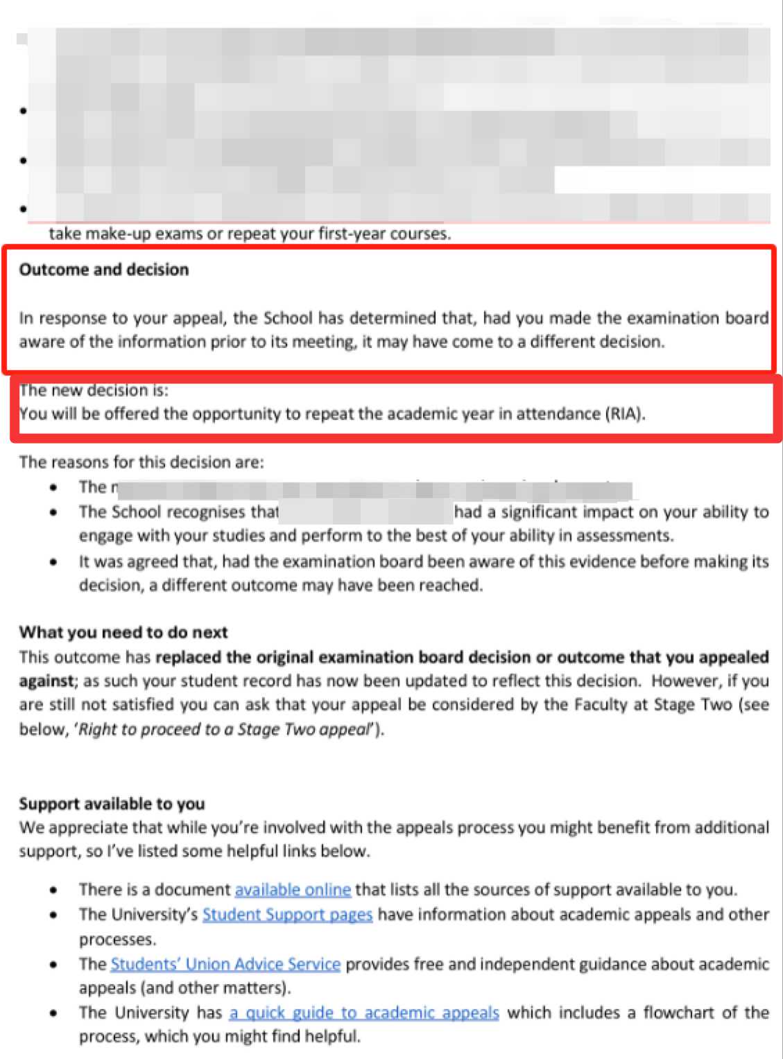 曼彻斯特大学|多门挂科退学后获重读,对应结果或材料图1 / University of Manchester: grade reviews and reassessment, case evidence 1