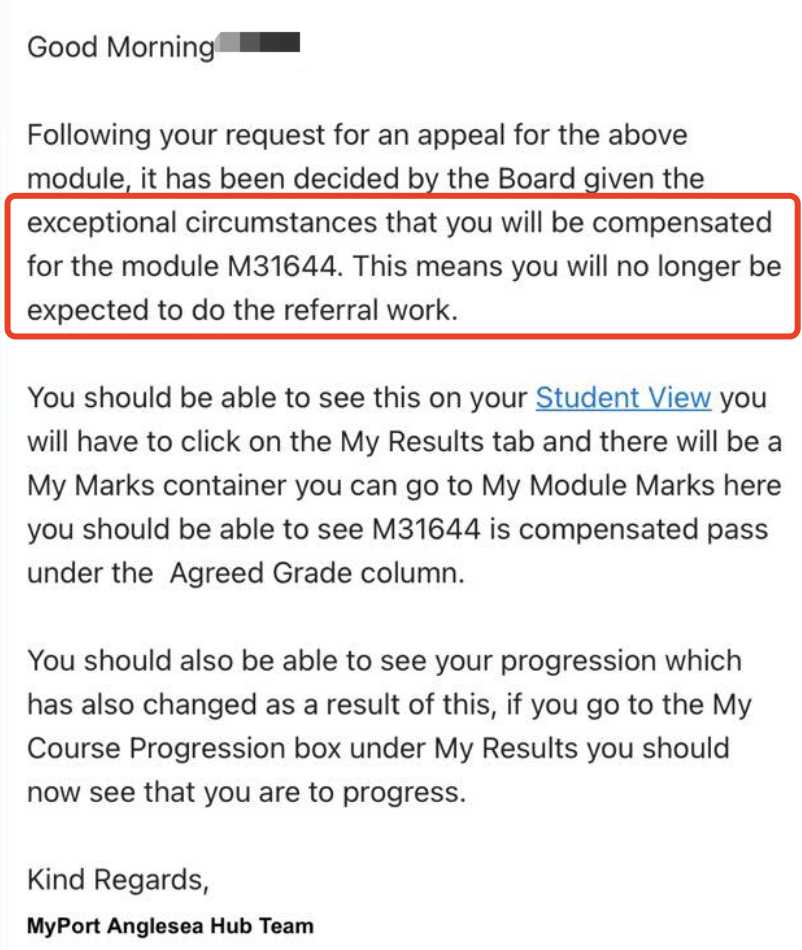 朴茨茅斯大学|考核未通过后申请新机会,对应结果或材料图1 / University of Portsmouth: grade reviews and reassessment, case evidence 1