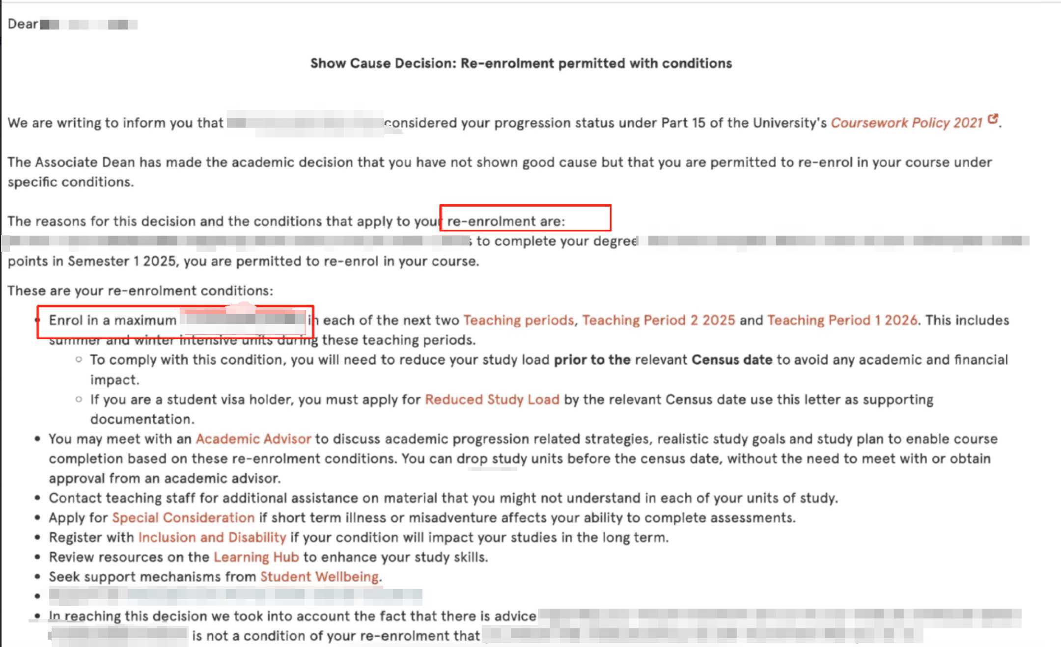 悉尼大学|中断学习后申请返校,对应结果或材料图1 / University of Sydney: study interruptions and return to study, case evidence 1