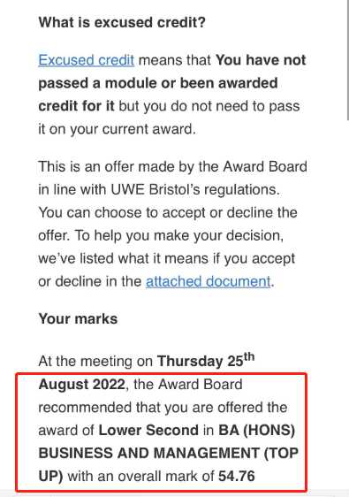 西英格兰大学|一门未通过后的重新考核,对应结果或材料图1 / University of the West of England: grade reviews and reassessment, case evidence 1